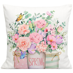 Подушка декоративная квадратная с весенним принтом, 40х40 см