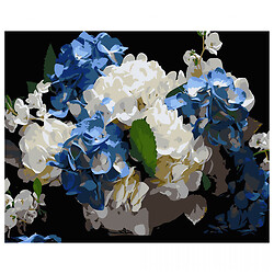 Картина по номерам на черном фоне "Голубо-белые гортензии", 40х50 см, Strateg