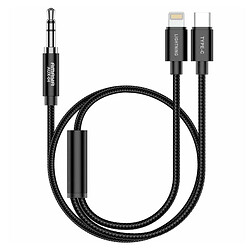 AUX кабель Amaya AUX-04 Apple iPhone SE 2022 / iPhone 14 Pro Max / iPhone 14 Plus / iPhone 14 Pro / iPhone 14 / iPhone 13 Pro / iPhone 13 Mini / iPhone 13 / iPhone 13 Pro Max / iPhone 12 Mini / iPhone 12 Pro Max / iPhone 12 Pro, 1.2 м., 3.5.