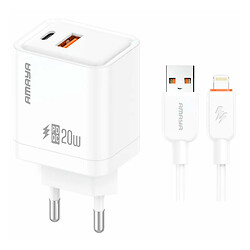 СЗУ Amaya E77D Apple iPhone SE 2022 / iPhone 14 Pro Max / iPhone 14 Plus / iPhone 14 Pro / iPhone 14 / iPhone 13 Pro / iPhone 13 Mini / iPhone 13 / iPhone 13 Pro Max / iPhone 12 Mini / iPhone 12 Pro Max / iPhone 12 Pro, З кабелем, Lightning, Білий