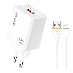 Amaya E79D Apple iPhone SE 2022 / iPhone 14 Pro Max / iPhone 14 Plus / iPhone 14 Pro / iPhone 14 / iPhone 13 Pro / iPhone 13 Mini / iPhone 13 / iPhone 13 Pro Max / iPhone 12 Mini / iPhone 12 Pro Max / iPhone 12 Pro, З кабелем, Lightning, Білий