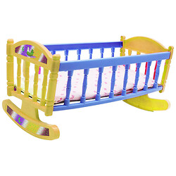 Кроватка с постелью, желто-голубая