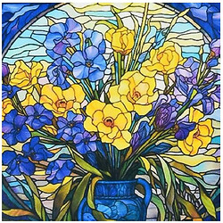 Алмазна картина "Вітражні квіти", 30х30 см, Strateg