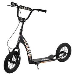 Самокат двоколісний, колеса надувні 12", ручне переднє гальмо, Corso