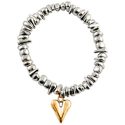 Браслет на руку женский с бусинами, подвеской "Сердце"