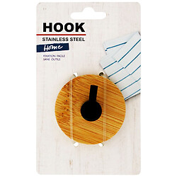 Крючок настенный бамбук+металл круглый самоклеющийся