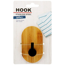 Крючок настенный бамбук+металл самоклеющийся