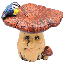 Фигура садовая декоративная гипсовая Гриб лисичка с птичкой