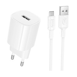 СЗУ Borofone BA101A Pudding, С кабелем, MicroUSB, Белый