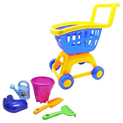 Візок "Літній" жовто-синій, пісочний набір мікс, Bamsic