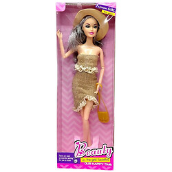 Лялька, типу Барбі, в стильному одязі, бежева сукня, Mic