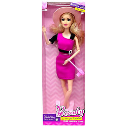 Лялька, типу Барбі, в стильному одязі, малинове плаття, Mic