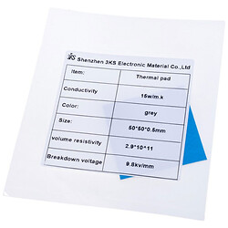 Термопрокладка, 0.5 x 50 x 50 мм, 15 Вт/мК, Сірий