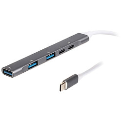 USB Hub Maxxter HU3C-4P1PD-01, Серый