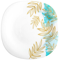 Тарілка десертна скляна Vittora Square Золота гілка, d=215 мм