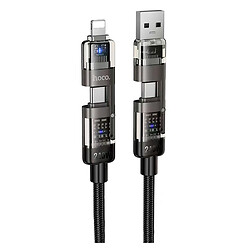 USB кабель Hoco U151 Goldsmith Apple iPhone SE 2022 / iPhone 14 Pro Max / iPhone 14 Plus / iPhone 14 Pro / iPhone 14 / iPhone 13 Pro / iPhone 13 Mini / iPhone 13 / iPhone 13 Pro Max / iPhone 12 Mini / iPhone 12 Pro Max, Lightning, Type-C, 1.2 м., Чорний