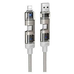USB кабель Hoco U151 Goldsmith Apple iPhone SE 2022 / iPhone 14 Pro Max / iPhone 14 Plus / iPhone 14 Pro / iPhone 14 / iPhone 13 Pro / iPhone 13 Mini / iPhone 13 / iPhone 13 Pro Max / iPhone 12 Mini / iPhone 12 Pro Max, Lightning, Type-C, 1.2 м., Сірий