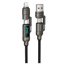 USB кабель Hoco U152 Fortune Apple iPhone SE 2022 / iPhone 14 Pro Max / iPhone 14 Plus / iPhone 14 Pro / iPhone 14 / iPhone 13 Pro / iPhone 13 Mini / iPhone 13 / iPhone 13 Pro Max / iPhone 12 Mini / iPhone 12 Pro Max, Lightning, Type-C, 1.2 м., Чорний