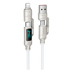 USB кабель Hoco U152 Fortune Apple iPhone SE 2022 / iPhone 14 Pro Max / iPhone 14 Plus / iPhone 14 Pro / iPhone 14 / iPhone 13 Pro / iPhone 13 Mini / iPhone 13 / iPhone 13 Pro Max / iPhone 12 Mini / iPhone 12 Pro Max, Lightning, Type-C, 1.2 м., Сірий