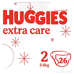 Підгузки дитячі Huggies "Extra Care", 2", 3-6 кг, 26 шт./пач., Huggies