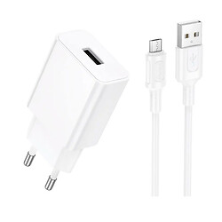СЗУ Borofone BA110A Lemi, С кабелем, MicroUSB, Белый
