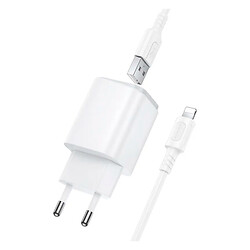 СЗУ Borofone BAS81A Star Apple iPhone SE 2022 / iPhone 14 Pro Max / iPhone 14 Plus / iPhone 14 Pro / iPhone 14 / iPhone 13 Pro / iPhone 13 Mini / iPhone 13 / iPhone 13 Pro Max / iPhone 12 Mini / iPhone 12 Pro Max, С кабелем, Lightning, Белый