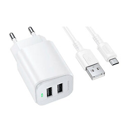 СЗУ Borofone BAS81A Star, С кабелем, MicroUSB, Белый