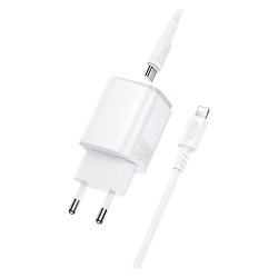 СЗУ Borofone BAS83A Star Apple iPhone SE 2022 / iPhone 14 Pro Max / iPhone 14 Plus / iPhone 14 Pro / iPhone 14 / iPhone 13 Pro / iPhone 13 Mini / iPhone 13 / iPhone 13 Pro Max / iPhone 12 Mini / iPhone 12 Pro Max, С кабелем, Type-C, Lightning, Белый