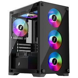 Корпус 1stPlayer X2-M-BK-4F1-PS-600FK-EU, Черный