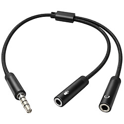 AUX кабель ColorWay CW-AD-J2FJ, 0.28 м., 3.5 мм., Чорний