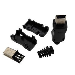 Вилка Mini USB 5pin в корпусі на кабель чорна CN-07-08