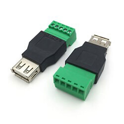 Гнездо USB Female тип A с клеммником на кабель