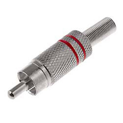 Штекер на кабель RCA CC-010R тюльпан никелирован. красный