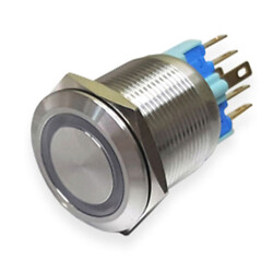 Кнопка антивандальная GQ22F-11el Жовте підсвічування 12v AC/DC