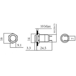 Кнопка антивандальная HS12H-10Z/J/N OFF-ON