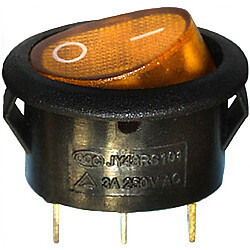 Переключатель клавишный KCD1-101N-9 овальный с подсвет. ON-OFF 3pin жёлтый