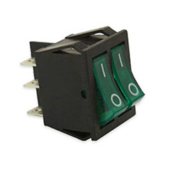 Перемикач клавішний KCD2-2101n-2 подвійна з подсв. ON-OFF, GREEN 6pin