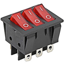 Переключатель клавишный KCD3-9-2101N тройной ON-OFF RED 9pin
