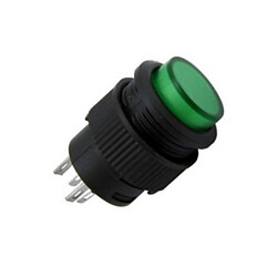 Кнопка R16-503BD-G без фиксации OFF-(ON), Зеленая
