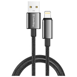USB кабель ColorWay CW-CBUL099-BK Apple iPhone SE 2022 / iPhone 14 Pro Max / iPhone 14 Plus / iPhone 14 Pro / iPhone 14 / iPhone 13 Pro / iPhone 13 Mini / iPhone 13 / iPhone 13 Pro Max / iPhone 12 Mini / iPhone 12 Pro Max, Lightning, 2.0 м., Черный