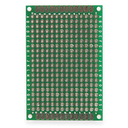 Плата двусторонняя макетная 4cmX6cmX1,6mm шаг 2,54 маска металлиз.