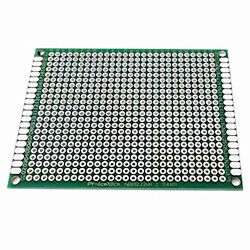 Плата двусторонняя макетная 6cmX8cmх1,6mm шаг 2,54 маска металлиз.