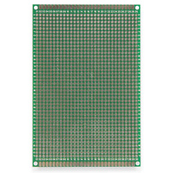 Плата двусторонняя макетная 8cmX12cmX1,6mm шаг 2,54 маска металлиз.