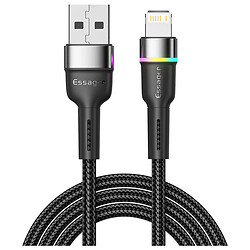 Кабель Essager Colorful LED EXCL-XCD01 Apple iPhone SE 2022 / iPhone 14 Pro Max / iPhone 14 Plus / iPhone 14 Pro / iPhone 14 / iPhone 13 Pro / iPhone 13 Mini / iPhone 13 / iPhone 13 Pro Max / iPhone 12 Mini / iPhone 12 Pro Max, Lightning, 1.0 м., Чорний