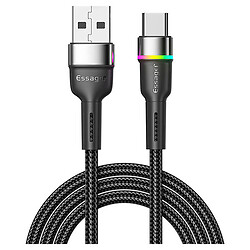 Кабель Essager Colorful LED EXCT-XCD01, Type-C, 1.0 м., Чорний