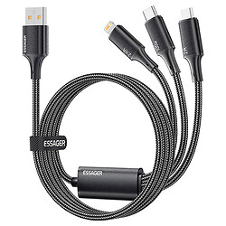 Кабель Essager Simple EXCMTL-JJ01-P Apple iPhone SE 2022 / iPhone 14 Pro Max / iPhone 14 Plus / iPhone 14 Pro / iPhone 14 / iPhone 13 Pro / iPhone 13 Mini / iPhone 13 / iPhone 13 Pro Max / iPhone 12 Mini, Type-C, MicroUSB, Lightning, 1.2 м., Черный