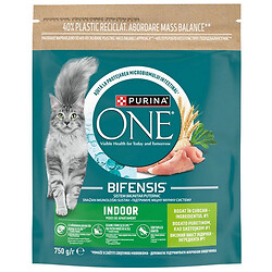 Корм для взрослых кошек сухой Purina ONE Indoor с индейкой, 750 г