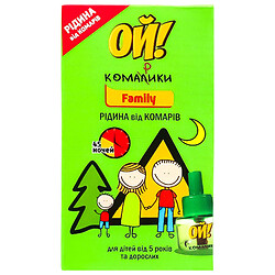 Жидкость для фумигатора от комаров ОЙ! Комарики "Family", 45 ночей, 100 мл