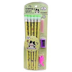 Карандаши "Happy&Lucky", HB с большой резинкой, 10 штук, Mic