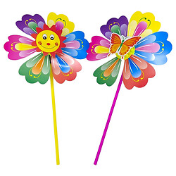 Ветряная мельница, палочка отдельно х2 штуки, диаметр цветка 20см, в пакете, 2 ШТ., МИКС ВИДОВ, Mic